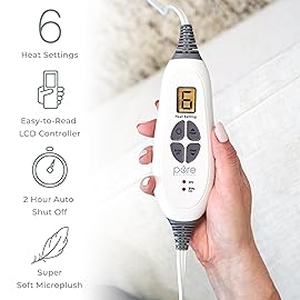 Pure Enrichment PureRelief Ultra-Wide Microplush Heating Pad - 20 x 24 XXL Size & 6 Heat Settings for Temporary Neck, Shoulder & Back Pain Relief - Moist Heat Option & Machine Washable (Periwinkle)