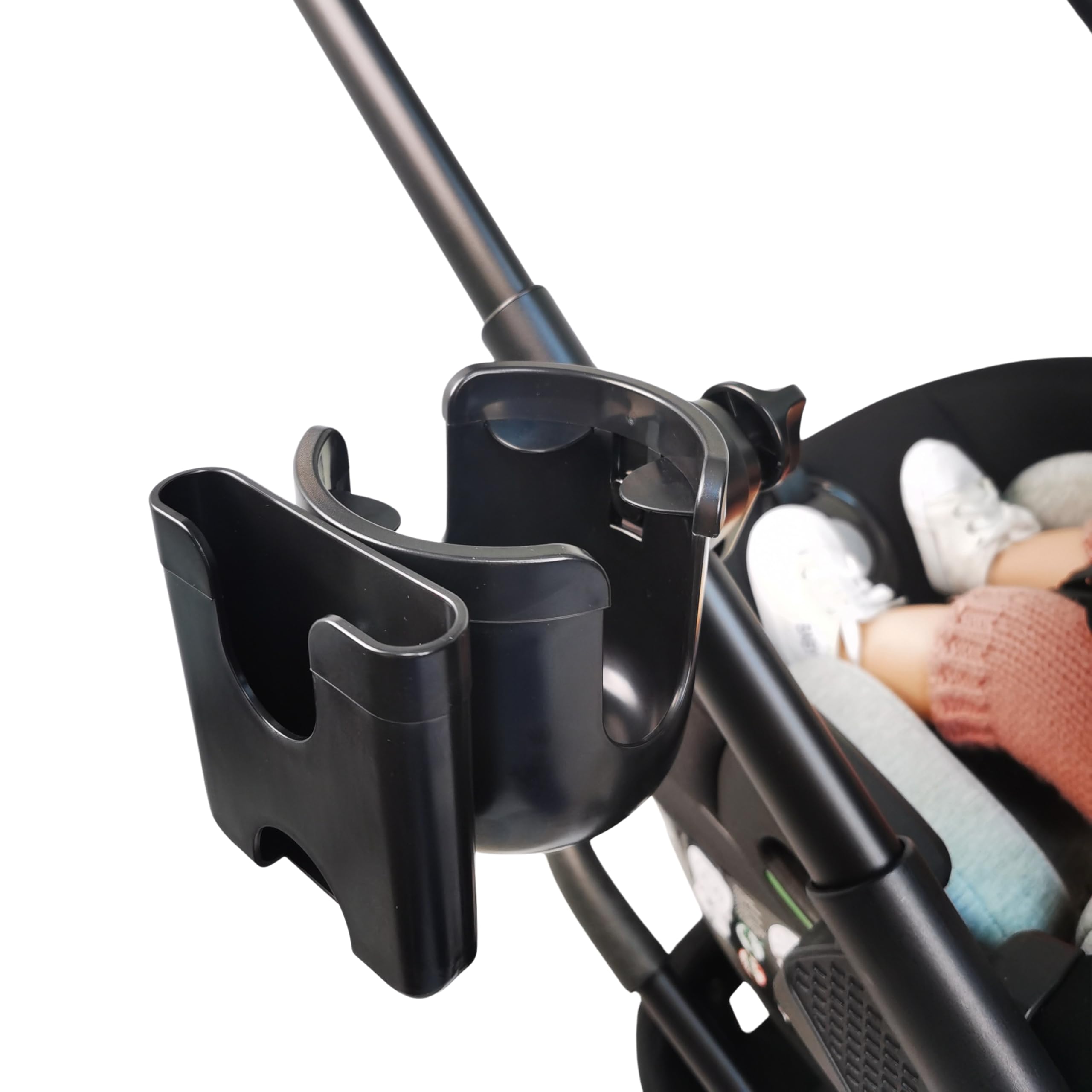 For Your Little One Qubi Infant Car Seat & Stroller, 5-in-1 Travel System, Black, Convertible, 82 x 47 x 101 cm, 5-Point Harness, 3 Height Position | (Qubi Cupholder)
