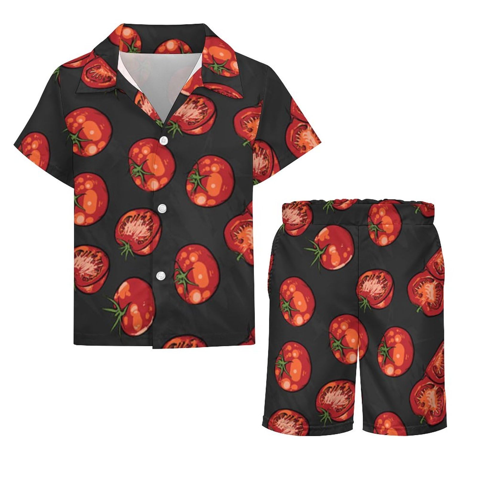 Amazon.co.jp: キッズ アロハシャツ 子供服 半袖 シャツ トマト柄 