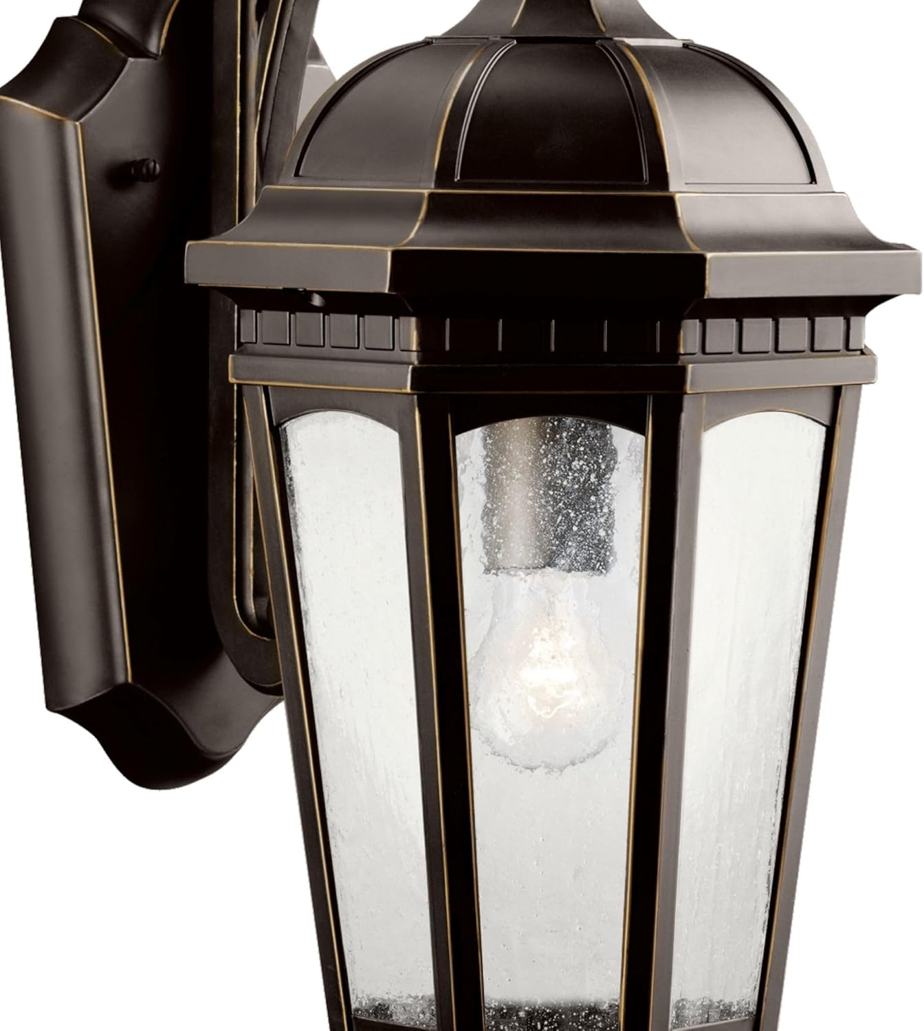 Kichler Courtyard 17.75" 1 Light Outdoor Wall Light with Clear Seeded Glass in Rubbed Bronze for Entry or Garage Doors, 18" H x 8.25" W x 11.25" Ext.) 9033RZ