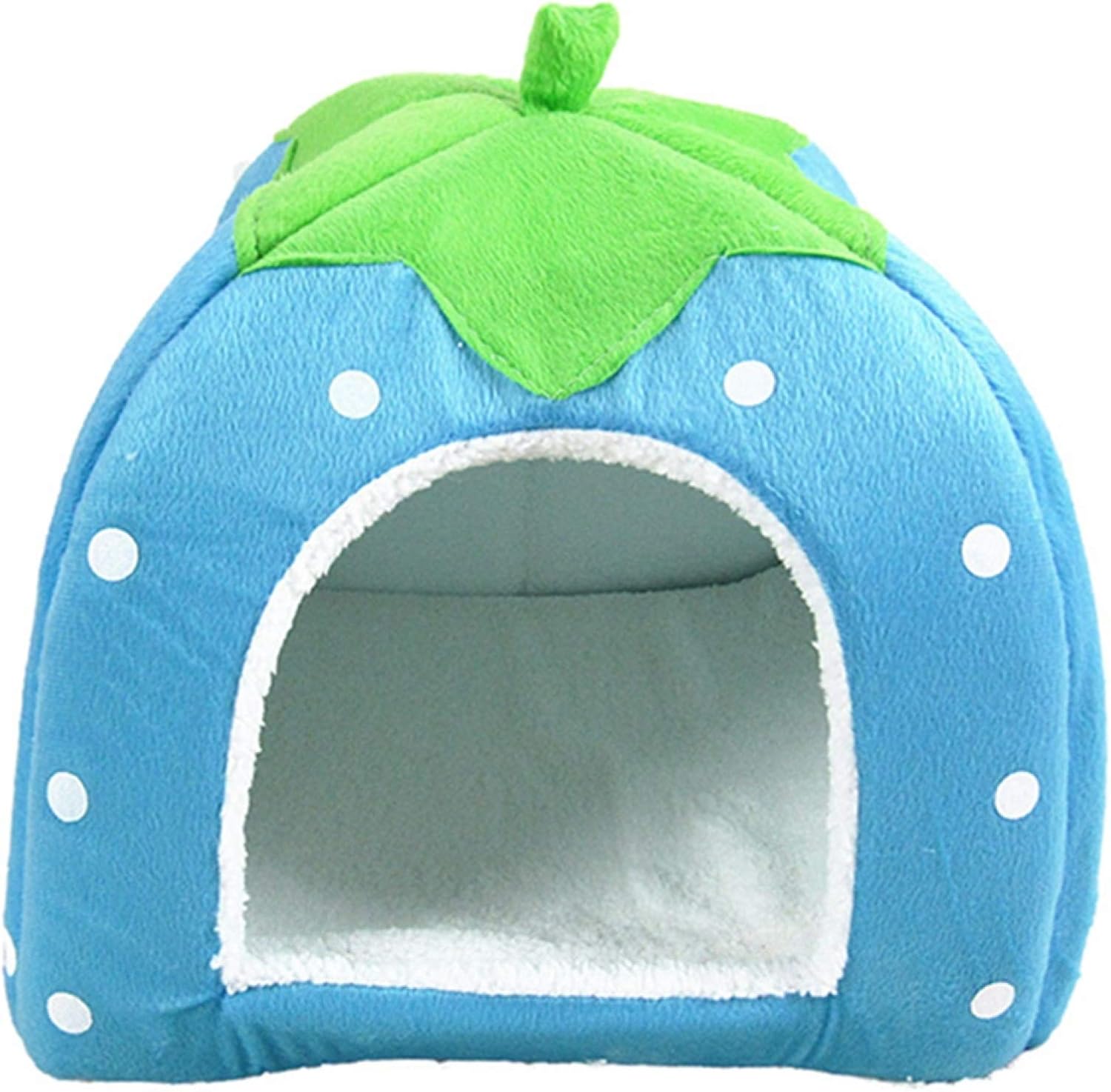 いちご型 猫 M 犬 ベッド ペットハウス ハウス ベッド 2way 小型犬 犬小屋 室内用 屋内 折りたたみ 室内 ペットベット わんこハウス ペット用ベッド ドーム型 ブルー ペットグッズ やわらか綿素材 通年タイプ Faz Co Zm