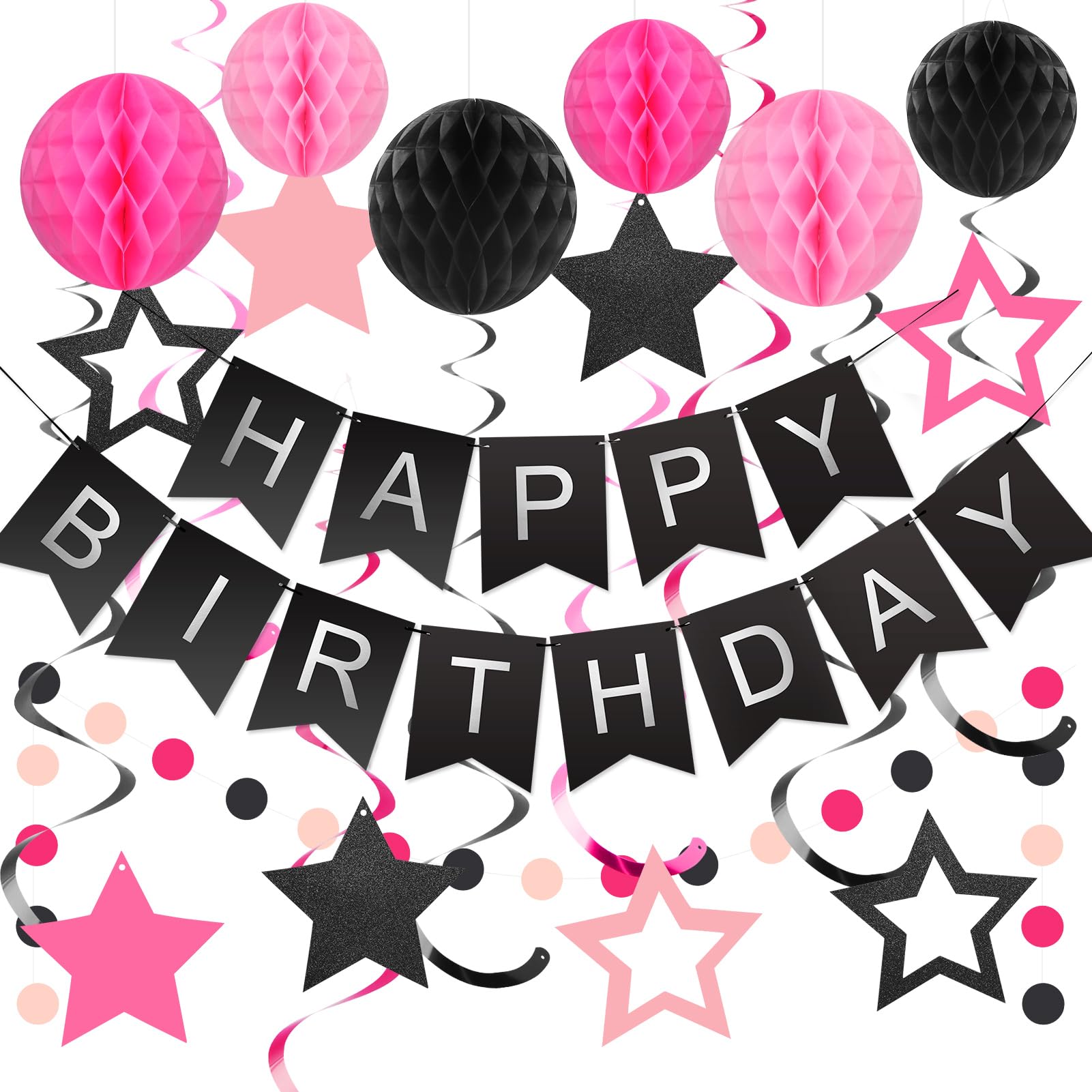 meowtastic Birthday Decorations Happy Birthday Banner with Honeycomb Balls