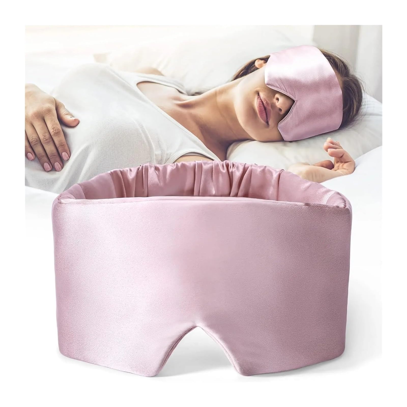 Maschera Per Gli Occhi In Seta 2 maschere for dormire in seta di gelso, morbide, lisce, for, oscuranti, traspiranti, for la notte Per Sonno(Pink)