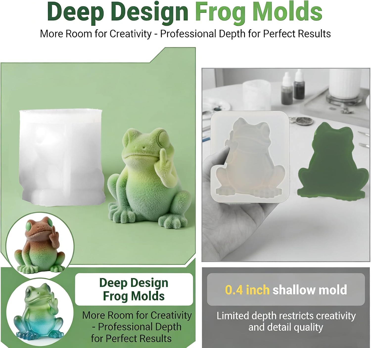 Frog Resin Casting Molds, 3D Funny Animals Candle Silicone Molds
