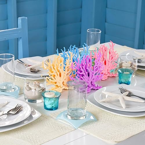 Miniatura 4 de TOPZEA Paquete de 4 decoraciones artificiales de coral para acuario, arrecife de coral sintético de plástico, lindas decoraciones para pecera,