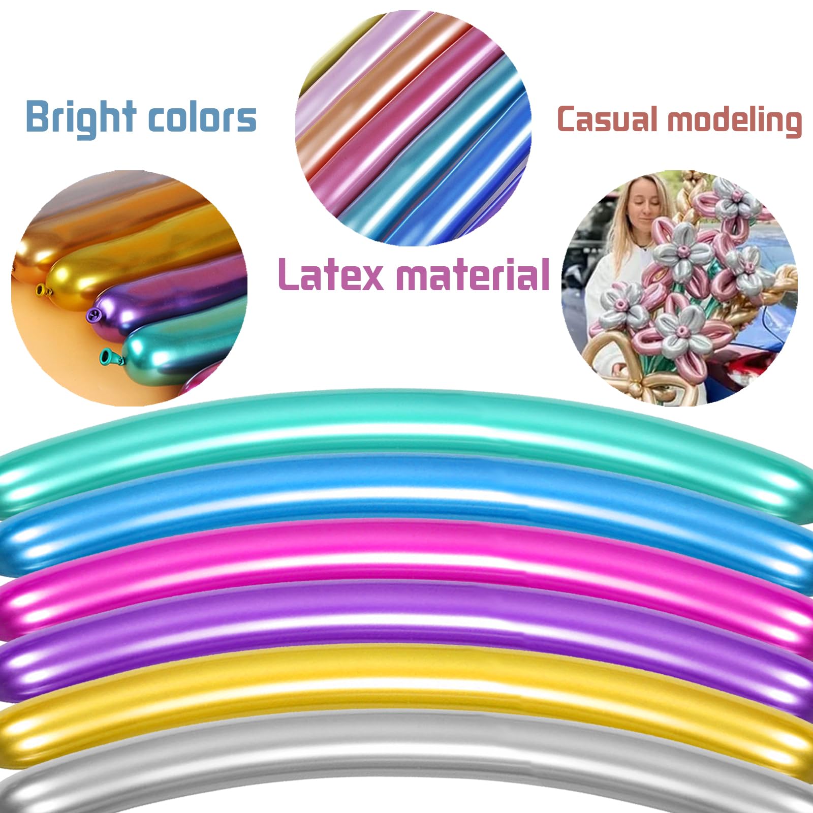 LUKIUP Modelleerballon, 100 stuks lange kleurrijke ballonnen