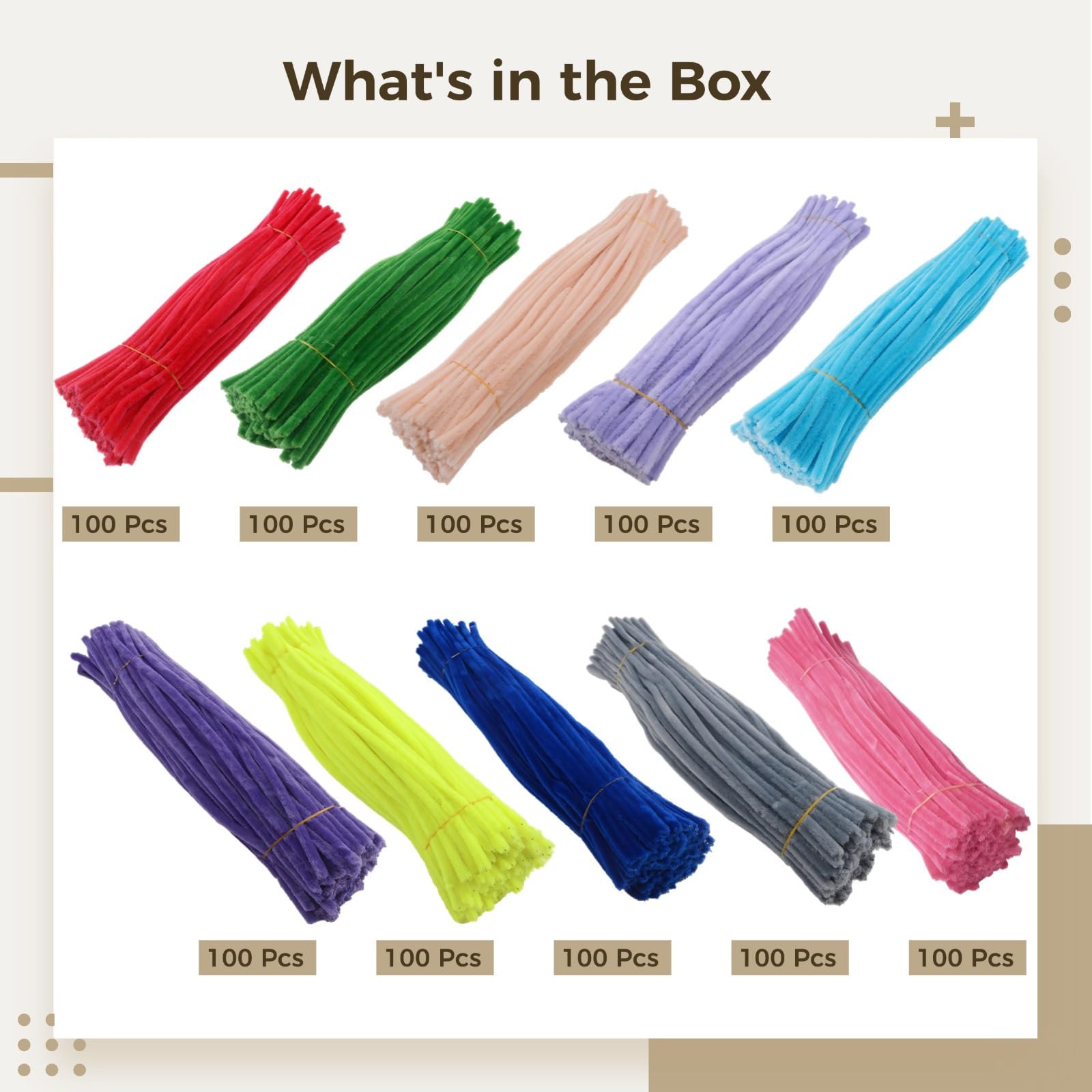 Lot de 1 000 tiges chenille pour loisirs créatifs, 30 cm, cure-pipes souples et colorées, bâtons de bricolage moelleux pour enfants et adultes