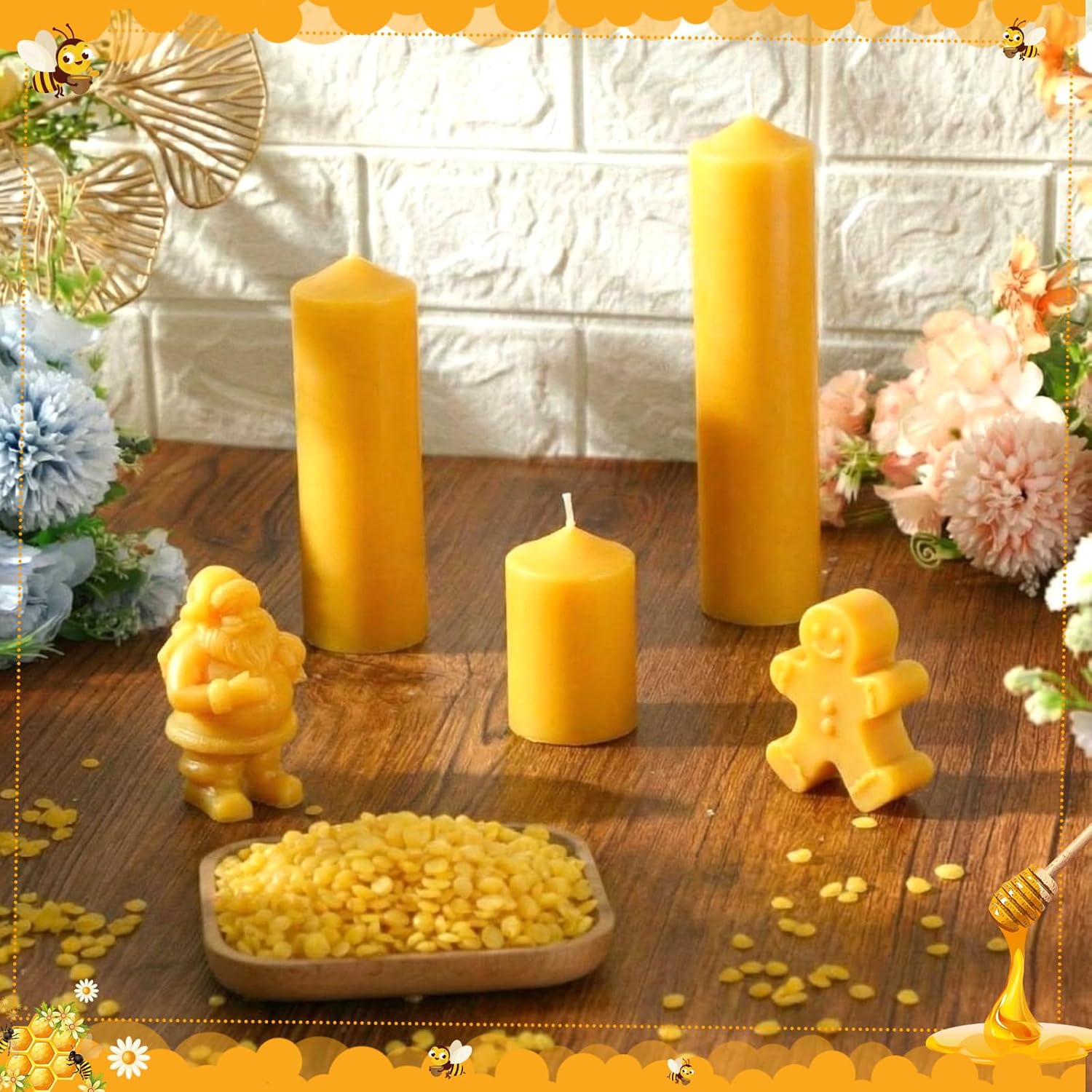 Lounsweer 15.4 lb Yellow Beeswax Pellets Beeswax for Candle Making, Body, DIY, Lip Balm, Soap and Lotion Making Supplies