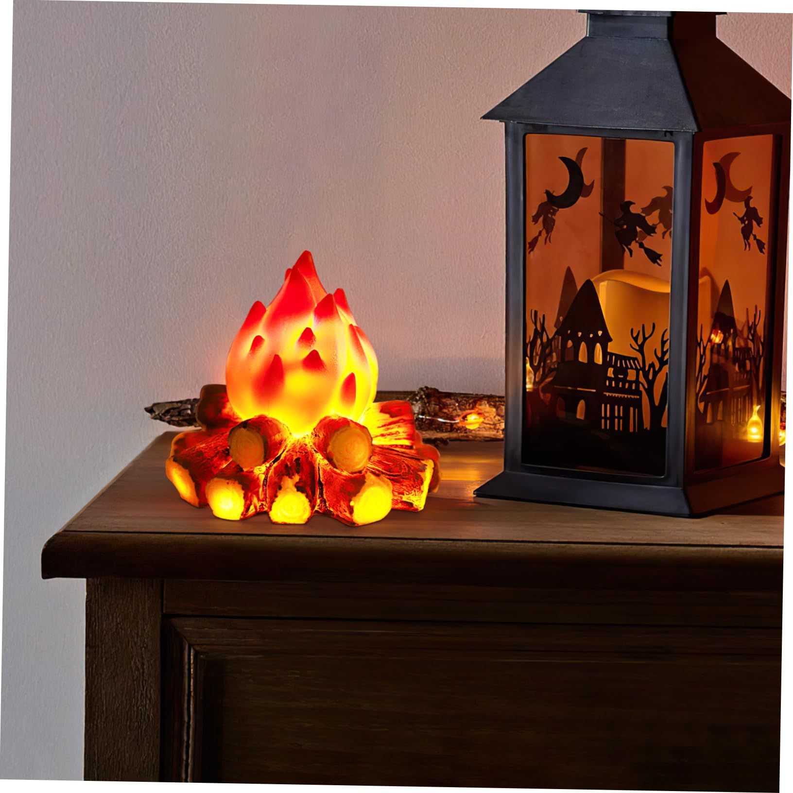 Alipis Lampada LED Simulazione di Fiamma per Mini Falò Luce Notturna Batteria per Interni Lampada Decorativa da Tavolo per Camera da Letto e Feste