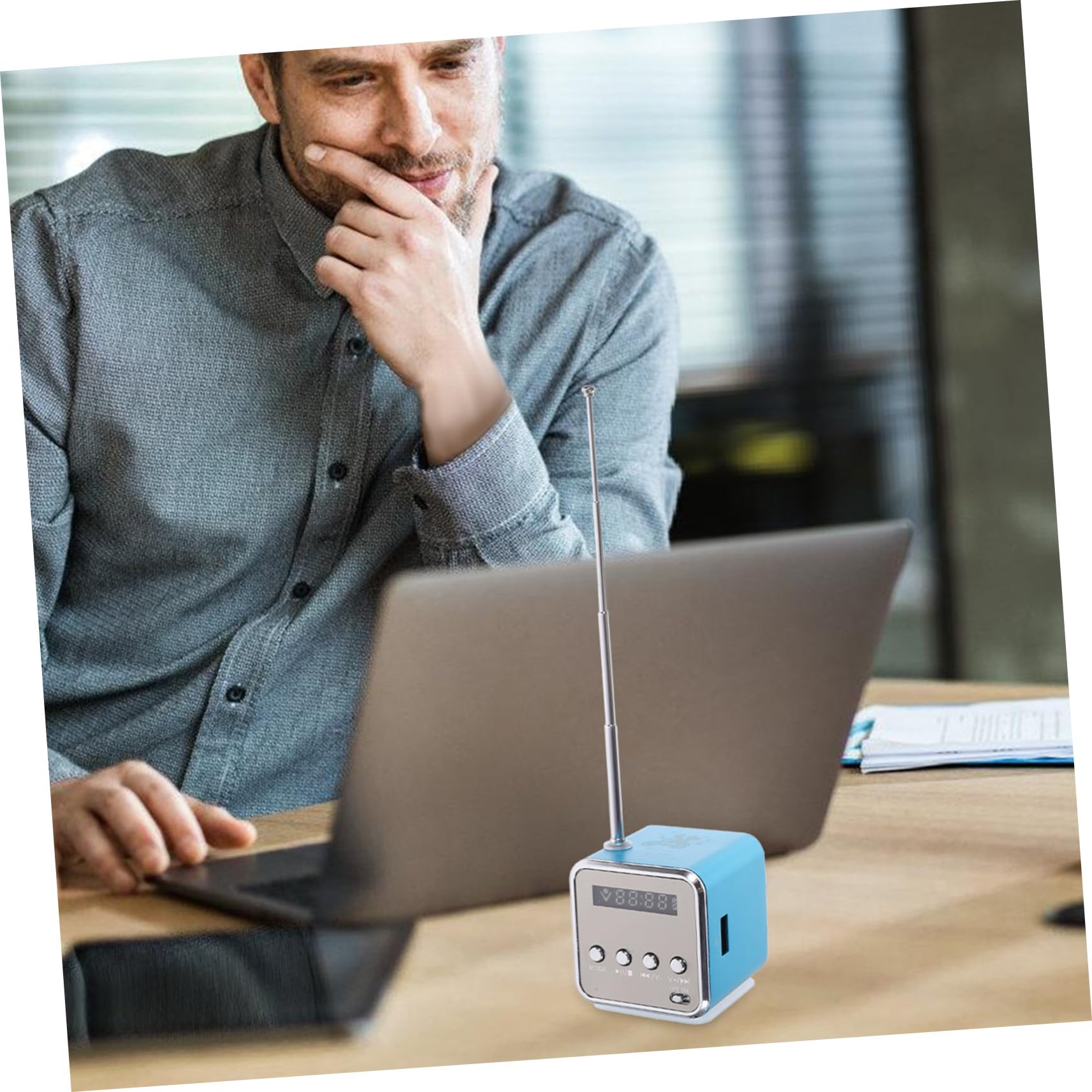 Toddmomy Mini-Enceinte sans Fil Portable Rétro Bleue en Alliage D’Aluminium
