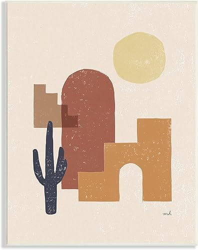 Miniatura 1 de Stupell Industries Southwestern Shape Arrangement Abstract Cactus Desert Sun Landscape, placa de pared diseñada por Moira Hershey, 13 x 19 pulgadas,