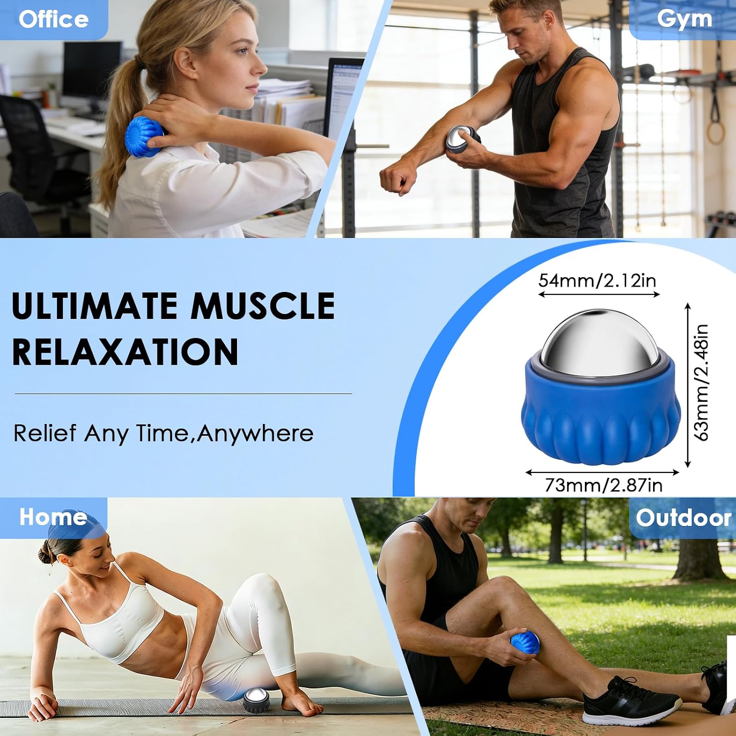 Massage Ice Roller Ball - Cold & Heat Therapy Roller for Deep Tissue Massage Pain Relief, Plantar Fasciitis Roller (Set of Two)