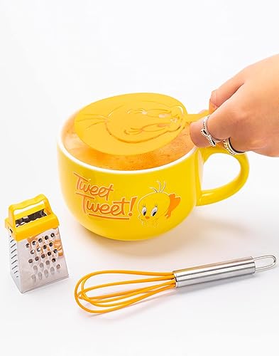 Miniatura 7 de Looney Tunes Juego de regalo de la cocina del hogar de la taza del capuchino de Tweety amarillo de la plantilla de la taza de la