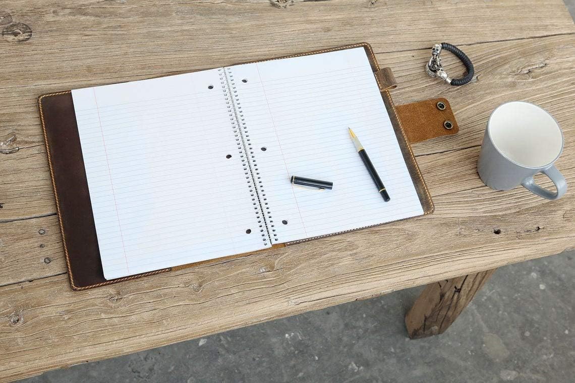 Personalized rustic distressed leather cover for 8 x 10.5 inch Oxford spiral notebook / 8" x 10.5" notebook leather cover - NOD8105S