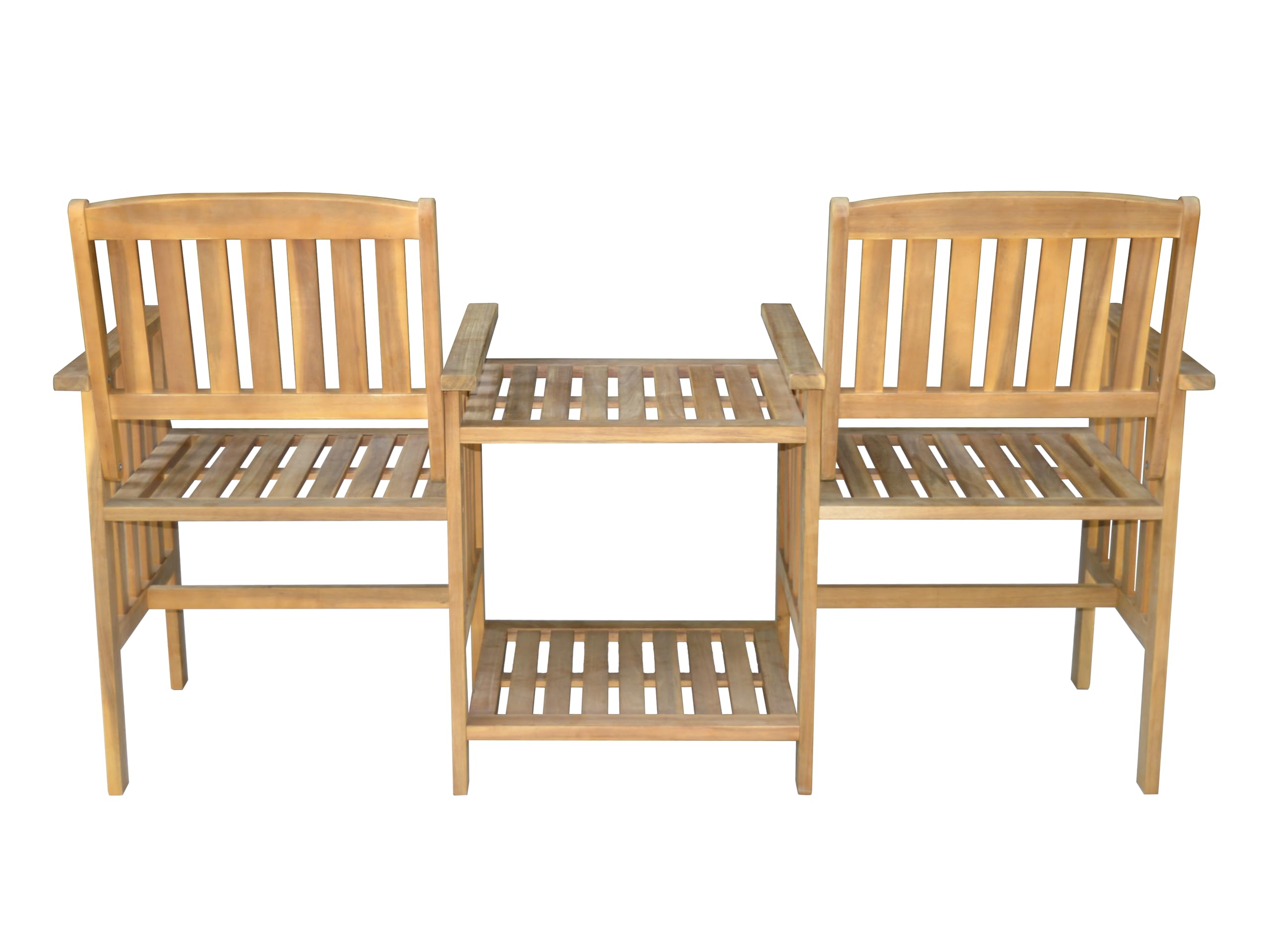 2-Sitzer-Gartenbank mit Beistelltisch klappbar aus Akazienholz, ca. 163 x 63 x 91 cm - Braun
