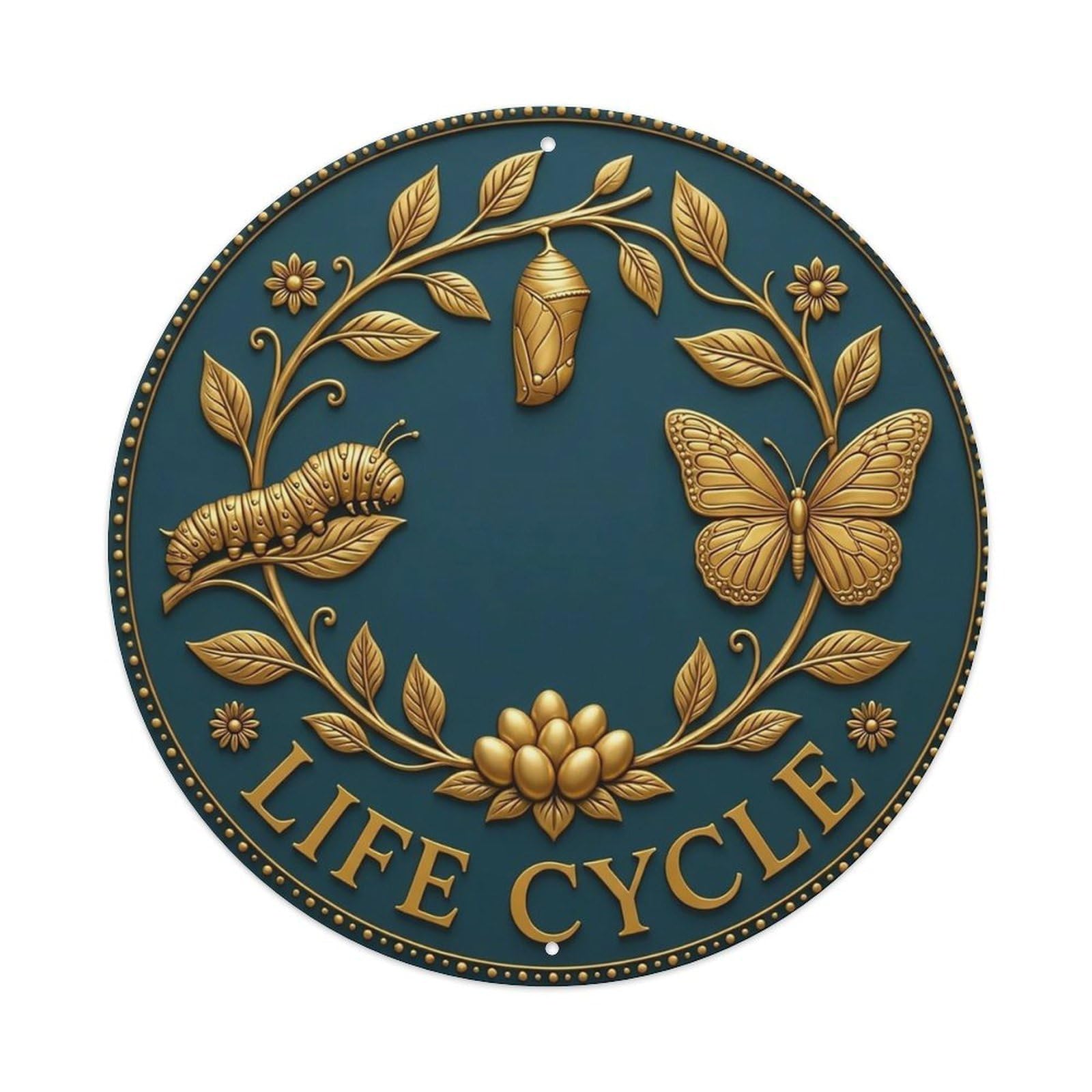Vintage Life Cycle Flower Zen Yoga Metal Tin Sign