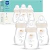 MAM 6 oz biberón de vidrio Feel Good Pure, cuello ancho anticólicos, tetina de silicona suave de flujo lento, fácil de limpiar, sin BPA, 0+ meses, fácil cambio entre pecho y biberón, fabricado en Europa, paquete de 3, unisex 1