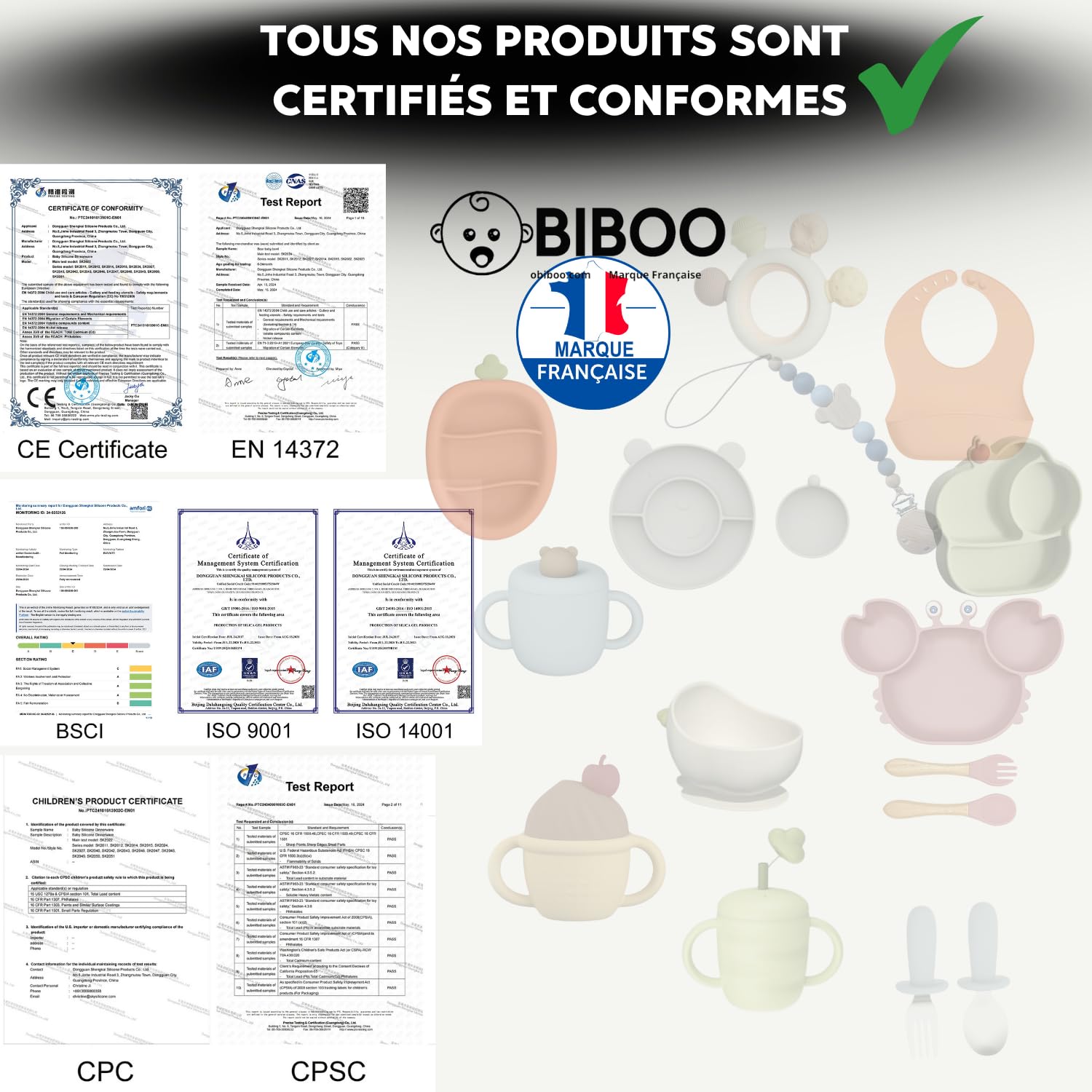 Obiboo Set Repas Bébé avec Assiette à Ventouse en silicone et Couverts Personnalisables, Cadeau de Baptême et Naissance Prénom (Bleu marine)