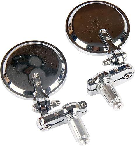 Miniatura 2 de 1 Pair Chrome Folding CNC Convex Lens Handlebar End Motorcycle Mirrors Compatible for 2015 Kawasaki Ninja H2R