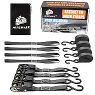Heavy Duty Ratchet Tie Down Straps (4-Pack) - 1 in x 15 Ft, Black | 1764 LB Break Strength with Safety Lock S Hooks - Cargo Straps for Moving Appliances, Motorcycle