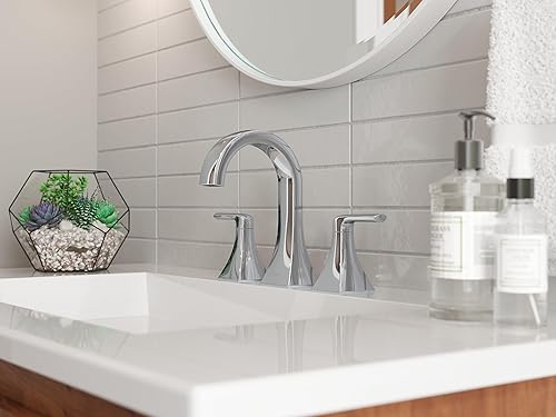 Miniatura 3 de Pfister Bruxie LF049BIEC - Grifo para lavabo de baño, 8 pulgadas de ancho, 2 asas, 3 agujeros, acabado cromado pulido, LF049BIEC