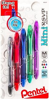 Pentel Mini R.S.V.P. Ballpoint Pen, Medium line, Assorted Ink Colors, 5 Pack (BK91MNBP5M)