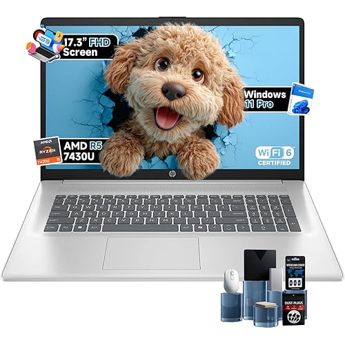 HP 17 inch Business Laptops Computer, 17.3" FHD Anti-Glare Display, AMD Ryzen 5 7430U, 32GB RAM, 1TB SSD, Windows 11 Pro, Wi-Fi 6, Numeric Keyboard, w/Accessories