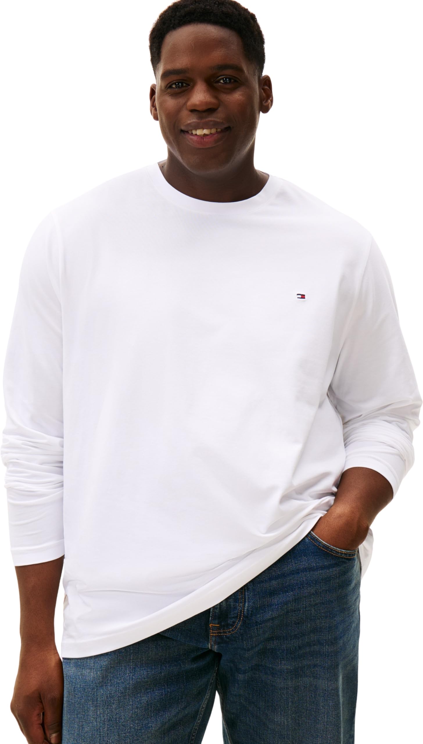 Tommy Hilfiger T-Shirt Manches Longues Homme Stretch Slim Fit avec Col Ras-du-Cou