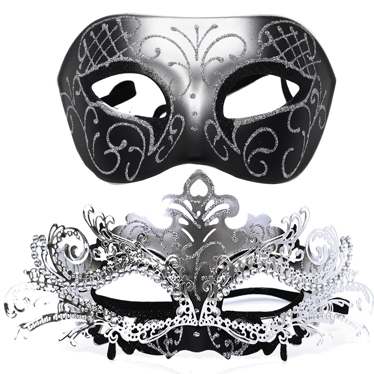 IDOXEGolden Black Couples Masquerade Masks METAL Half Face Venetian Masquarade Ball Gowns