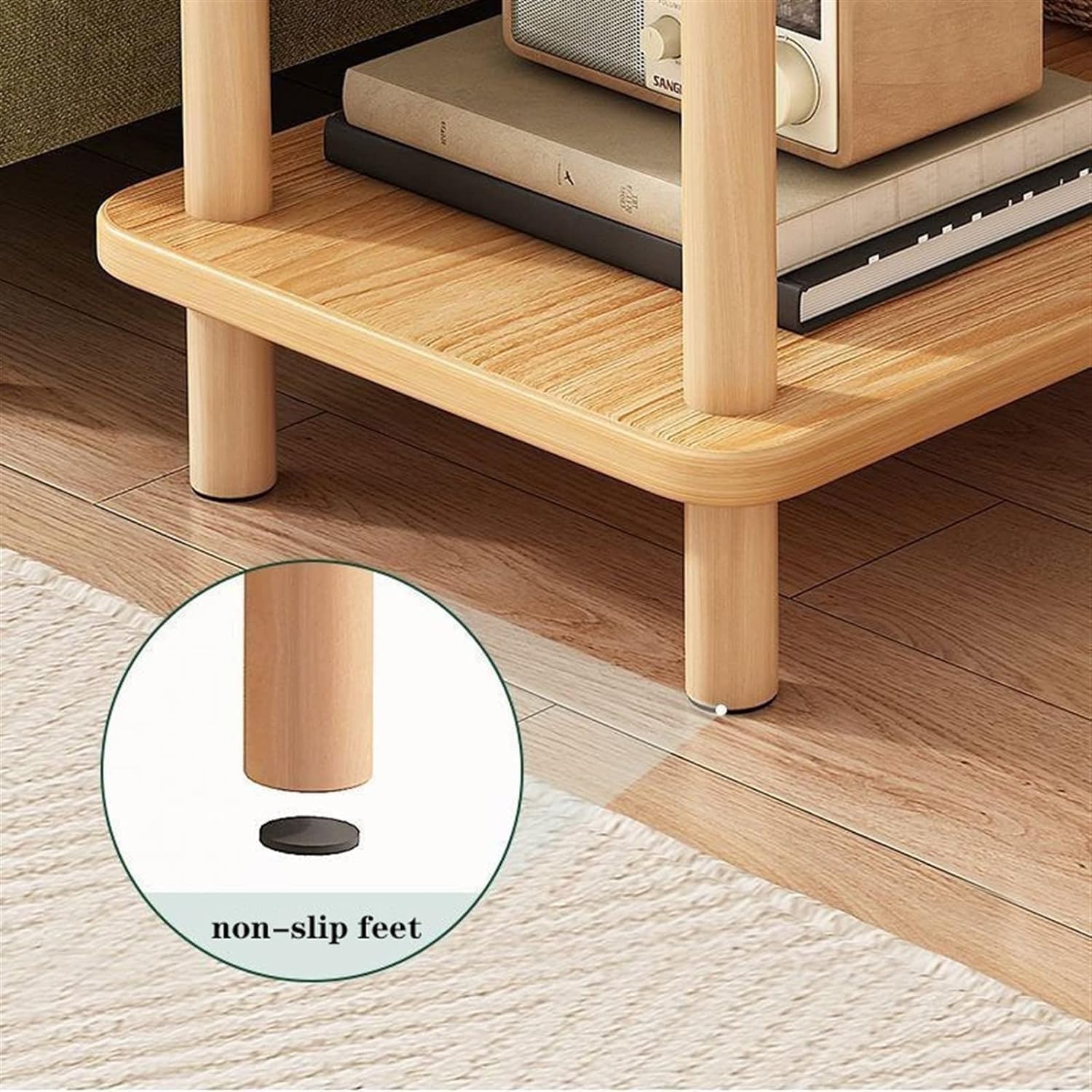 Aimery Office End Table Side Table End Table Wooden Small Side Table Rectangular 2-Layer Small Table Bedroom Living Room Home Tea Table Coffee Table