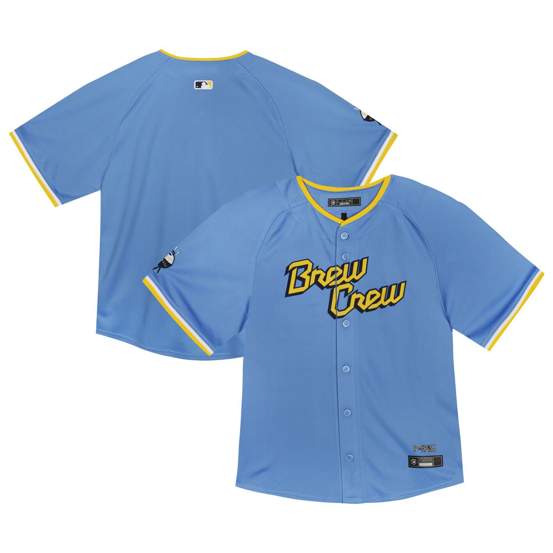MLB Milwaukee Brewers Infants Toddler 12M-4T Light Blue City Blank Jersey