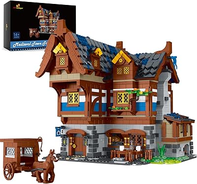 JMBricklayer Medieval 30108 House Building Sets for Adults - Creative Tavern Medieval Castle Construction Toys, Collectible Display Model Kits, Office or Room Decor Gifts for Girls Boys
