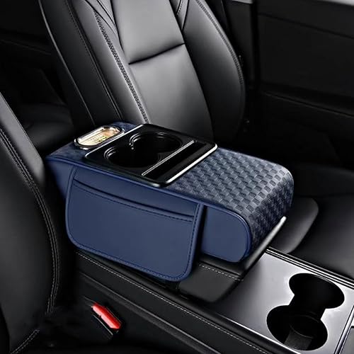 Car Center Console Cushion Pad for Fiat 500L Living/Wagon Hatchback 2013 2014 2015 2016 2017 2018, Anti-Scratch Armrest Middle Console Cover with Cup Holde 2 Storage Bags Accessories,G