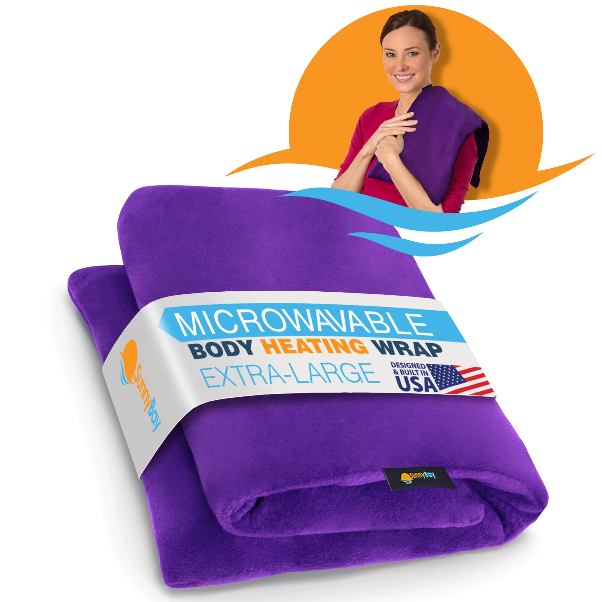Photo 1 of SunnyBay Extra Large Microwave Heating Pad, Microwavable Heavy Weighted Full Body Moist Hot Pack and Washable Fleece Cover, 10x24 Inches, 2.8 lbs, Purple