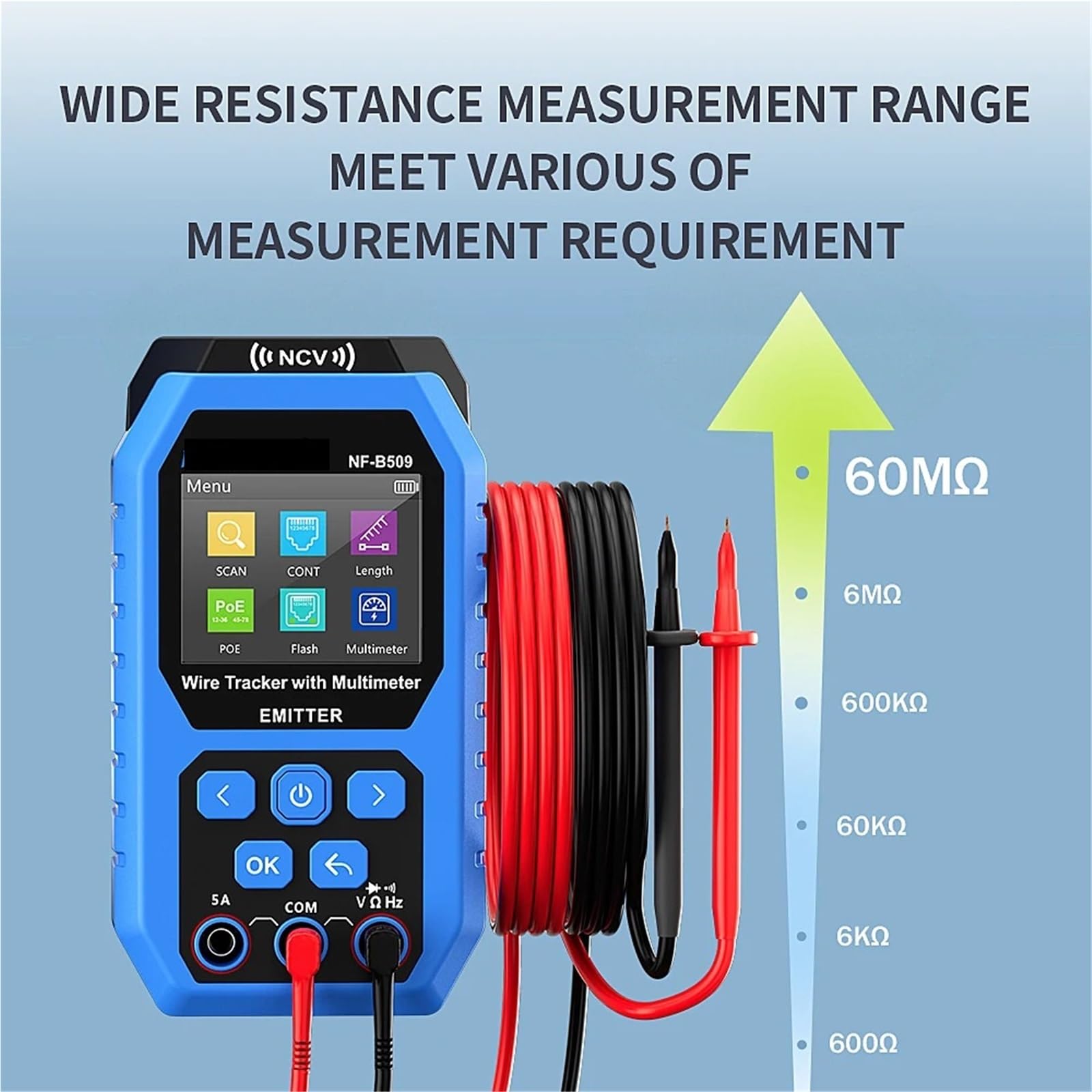 Tester per cavi, Tester for cavi di rete, multimetro, tester for cavi Ethernet, tester POE