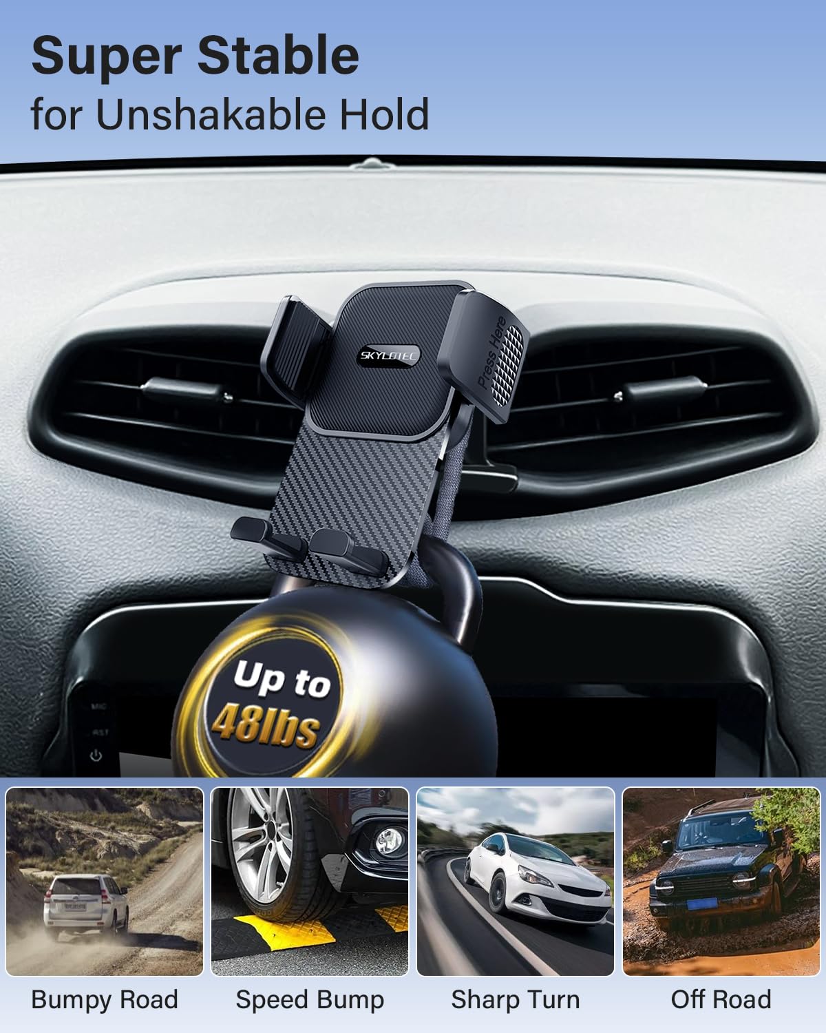 SKYLOTEC Samochodowy uchwyt na telefon do Mazda CX-5 CX5 2017 2018 2019 2020 2021 2022 2023 2024 2025 akcesoria kołyski samochodowe uchwyt na telefon, podstawa telefonu komórkowego nie blokuje