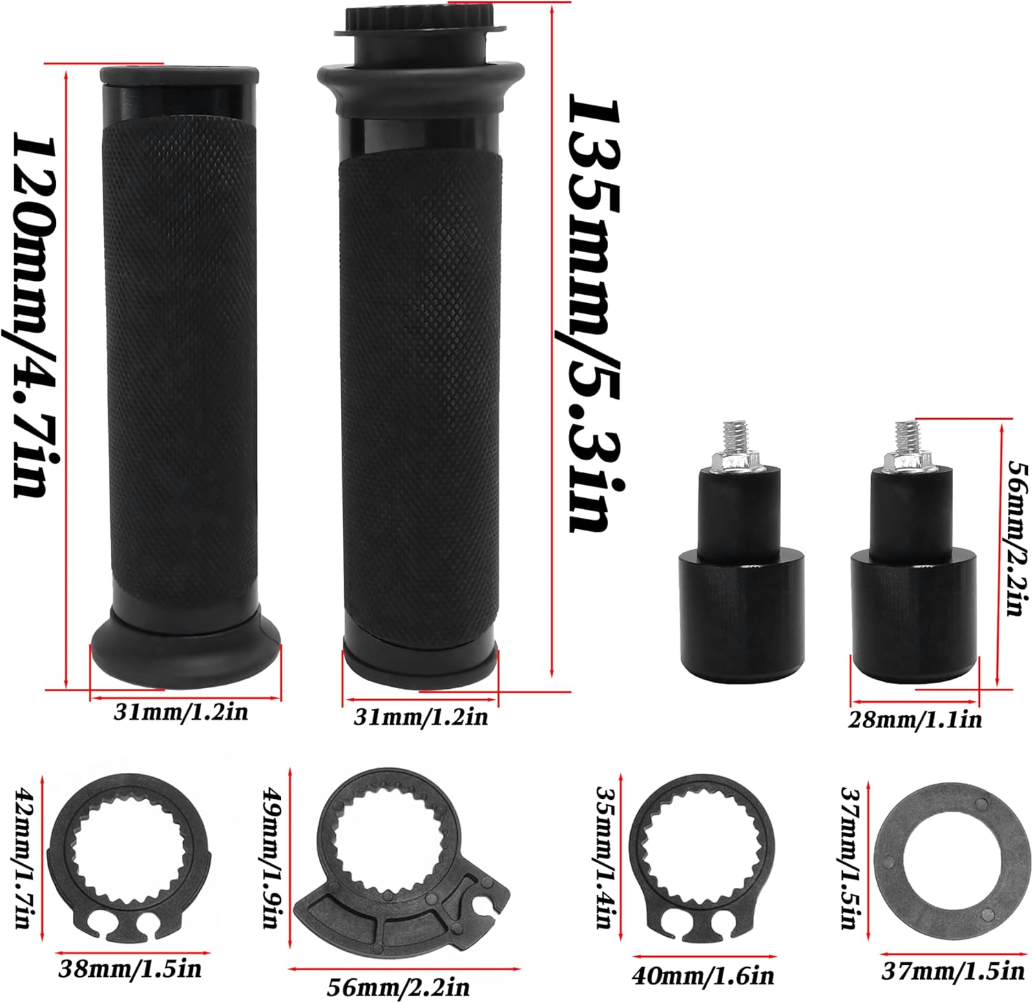 7/8" 22mm Motorcycle Brake Lever Handlebar Master Cylinder Clutch Levers Left & Right Set + Hand Grips + Handlebar Ends Set for Harley Honda Kawasaki Suzuki Yamaha (Black)