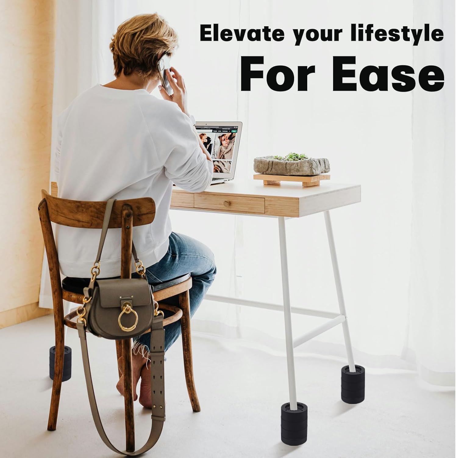 Elevadores de muebles resistentes de 2,5 cm, elevan las patas de cama, silla, mesa y escritorio para estabilidad y ahorro de espacio, elevadores de cama perfectos para uso doméstico