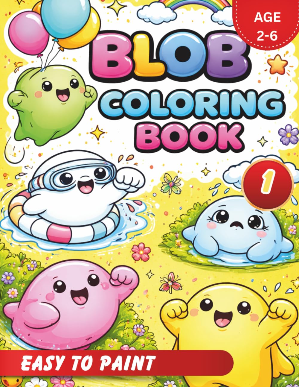 Easy childrens coloring book with crayons: A Stress-Free Kids Coloring Book with Cute Blob Characters, Bold Outlines, and Simple Shapes for Toddlers Ages 2–6