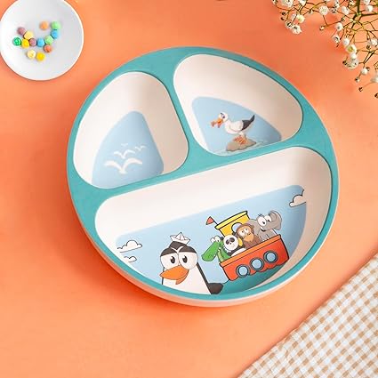 THE BAMBOO CO Kids/Baby Feeding/Dinner Plate |Made of Bamboo| Eco-Friendly |Organic & Natural (Penguin)