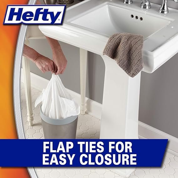 Hefty Small Trash Bags, Flap Tie, Lavender & Sweet Vanilla Scent, 4 Gallon, 26 Count
