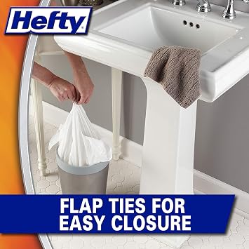 Hefty Small Trash Bags, Flap Tie, Lavender & Sweet Vanilla Scent, 4 Gallon, 26 Count