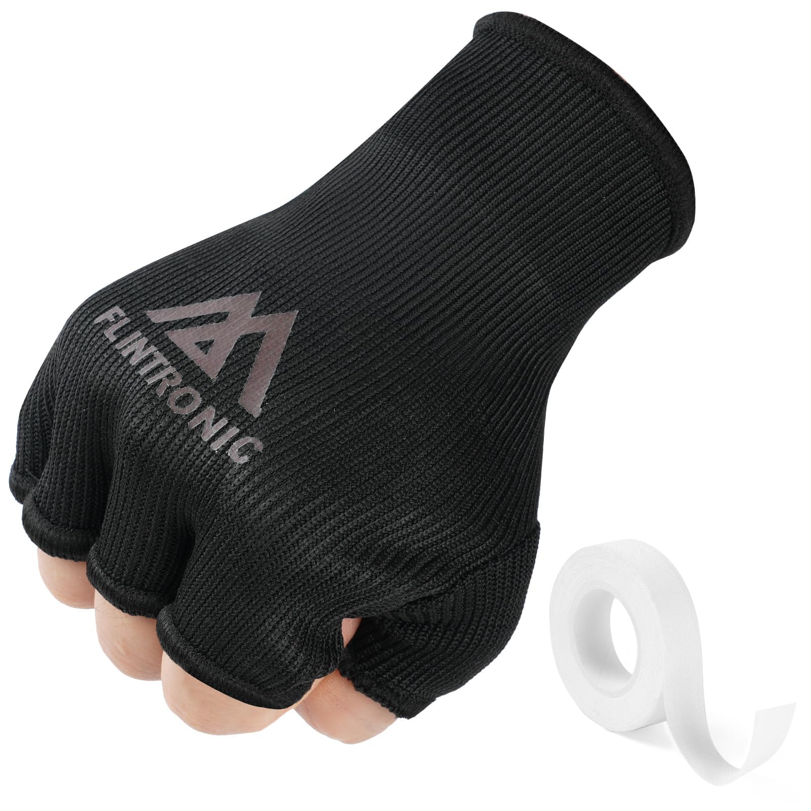 flintronic Boxing Hand Wraps Inner Gloves, Half Finger Support, Elasticated Bandages under Mitts Fist Protection, Great for MMA, Muay Thai, Kickboxing Martial Arts, Training & Combat Sports