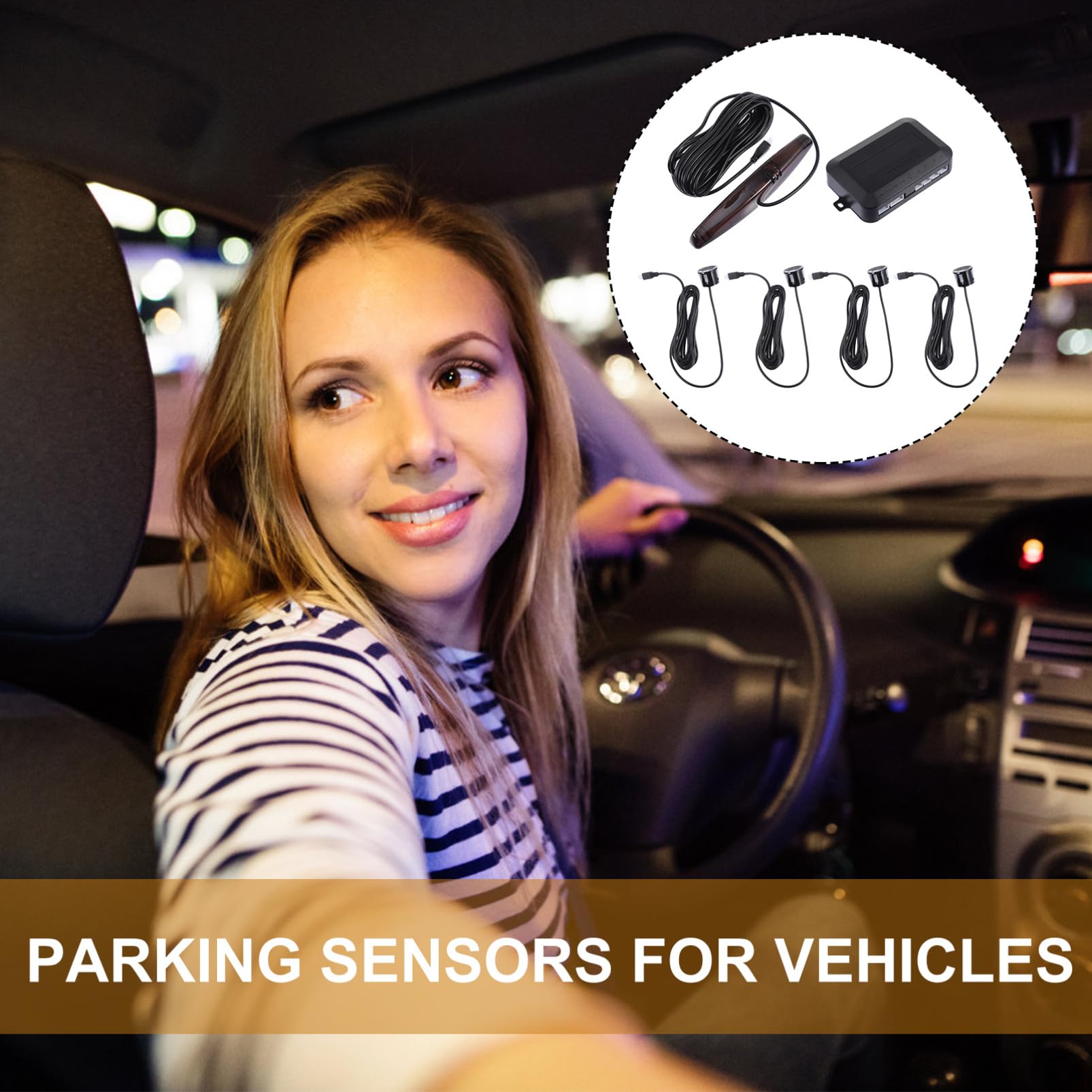 SOLUSTRE Sensore di Parcheggio LED per Auto, Allarme Acustico, Rilevamento Ostacoli Lato Sinistro-destro, Attivazione Automatica, Abs Nero, Kit