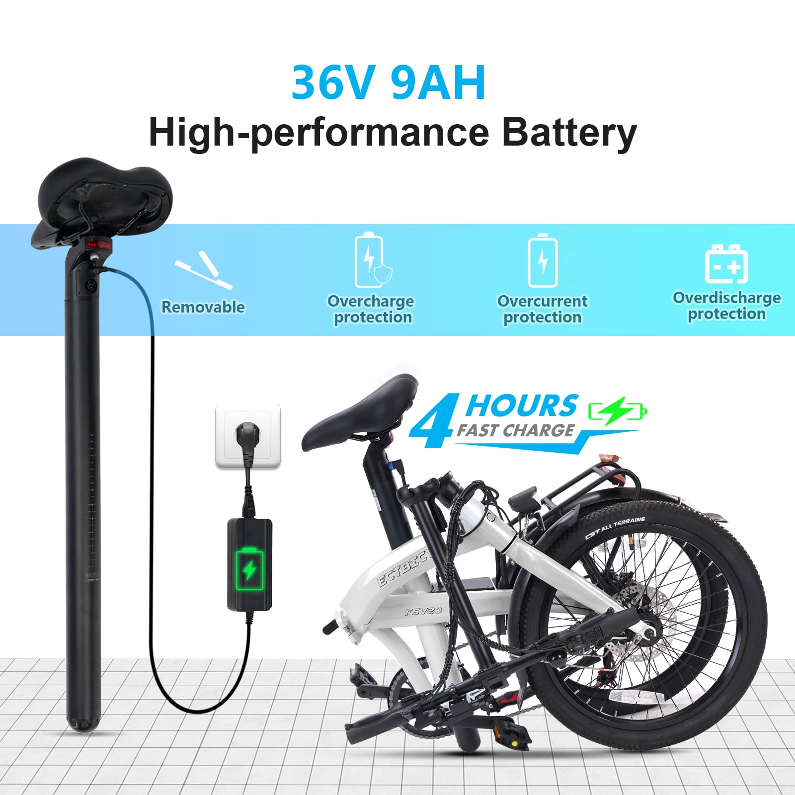 Vélo Électrique Pliant 20" Cheevalry C20-E PRO - 48V 20Ah - 180 Km D'autonomie - Neuf