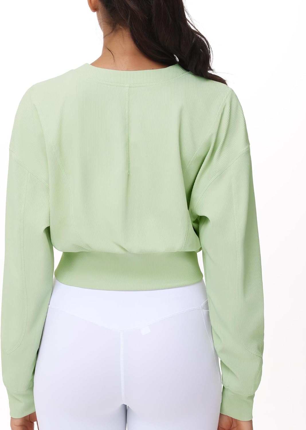 THE GYM PEOPLE Women's Cropped Jackets Full Zip Long Sleeve Ribbed Workout Sweatshirts Lightweight Casual Tops - Image 6