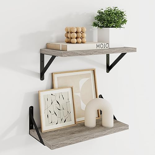 Miniatura 28 de Dreamland Estantes flotantes blancos para pared, juego de 2 estantes montados en la pared de 16 pulgadas de ancho x 8 pulgadas de profundidad,