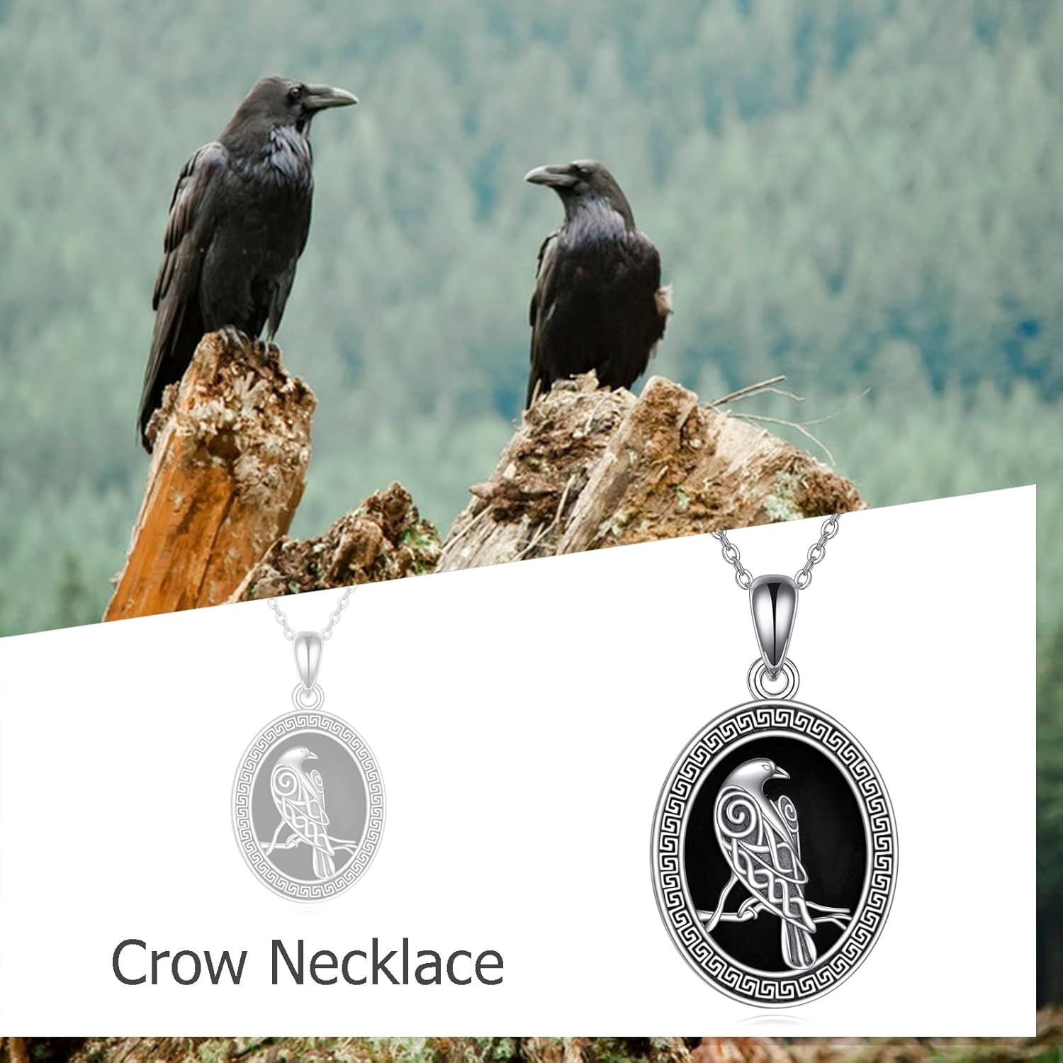 Black Onyx Necklace Raven/Phoenix/Peacock Necklace Gothic Jewelry Gifts for Women Men - Image 6
