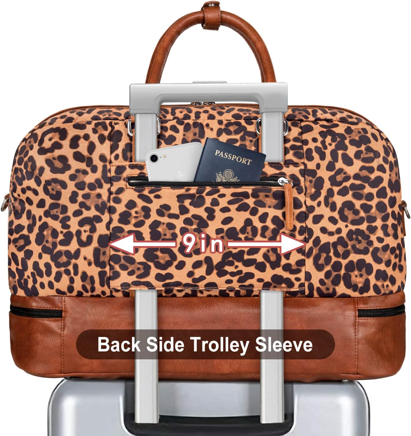 Weekender Bag for Women, Large Overnight Bag Canvas Travel Duffel Bag Carry On Tote with Shoe Compartment 21" 3Pcs Set - Image 3