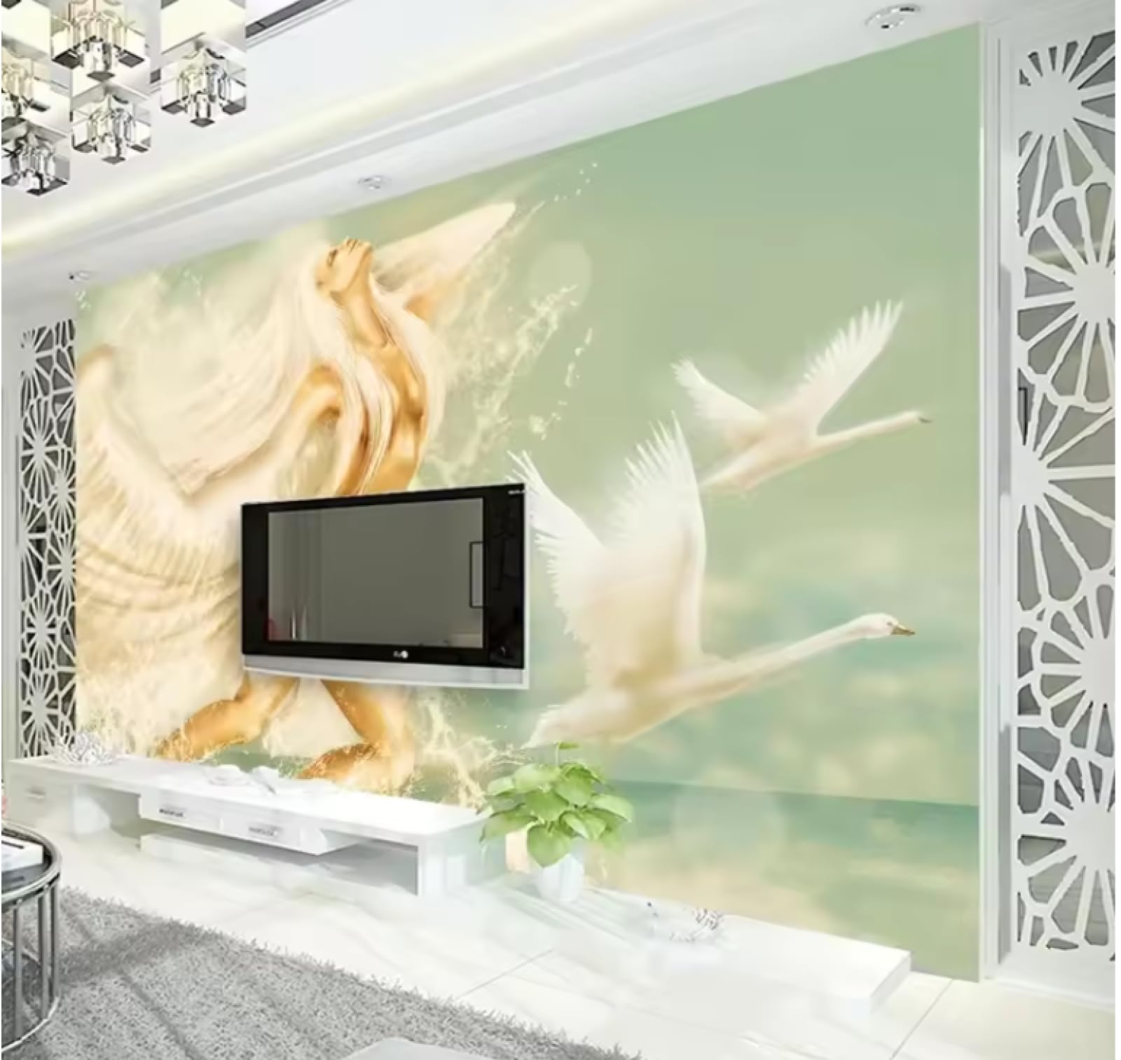 Tapety Malowidła ścienne Abstrakcyjna figura Fajny salon Sofa Sypialnia Dekoracja domu Tapeta, 3D, 300x210cm